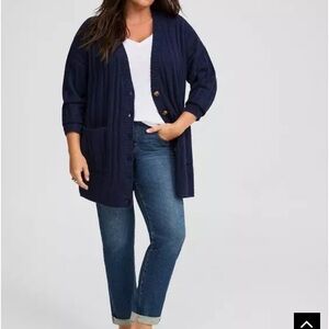 New With Tags Torrid Boyfriend Cardigan Softest Sweater in Peacoat, Size 00